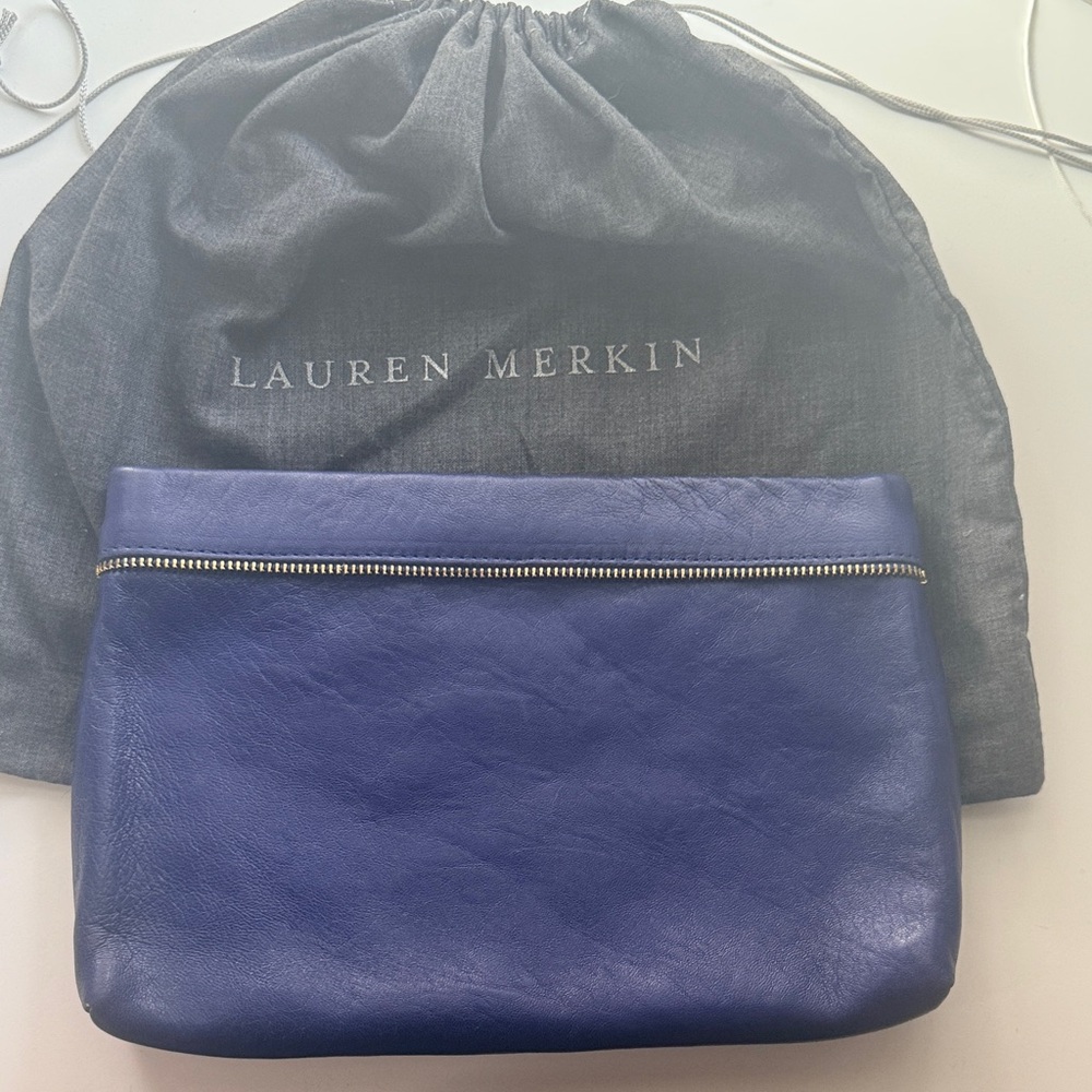 Lauren Merkin Blue Leather Pouch
